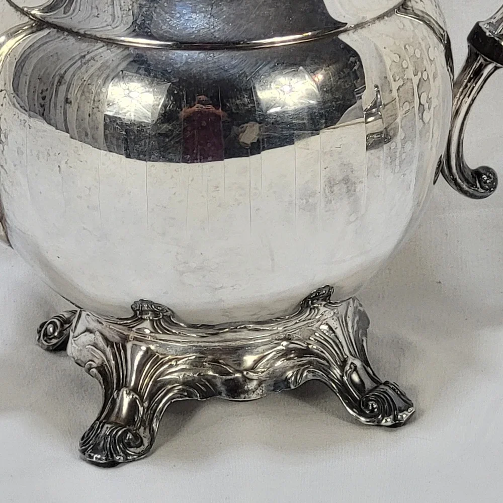 FB Rogers Silver Co 1883 Victorian Teapot Lidded Creamer Bowl Set Silverplate